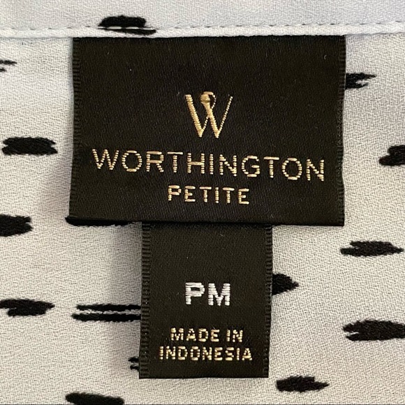 Worthington blue patterned button down shirt size petite medium - Picture 6 of 6